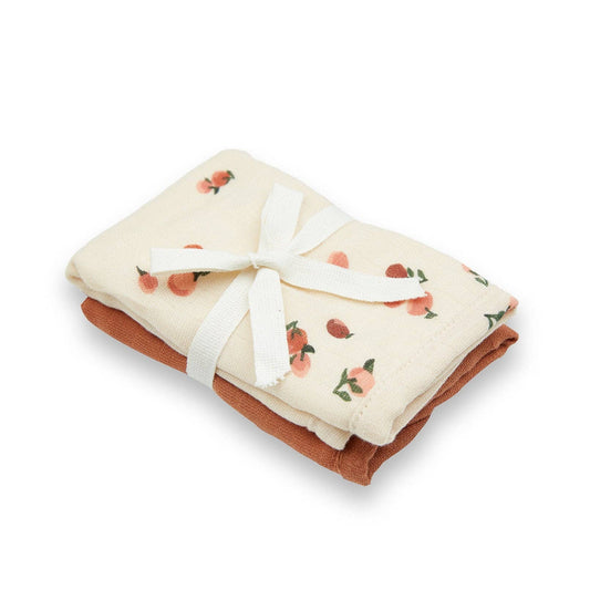 *SALE*Organic Baby & Toddler Washcloths Set Of 2 - Peaches - Organic Cotton / Muslin