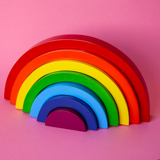 *EX DISPLAY - Wooden Rainbow Toy, Fair Trade & Handmade in bright colours